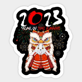 Dabbing Bunny Year Of the Rabbit 2023 Chinese New Year 2023 Sticker